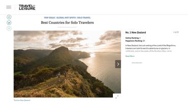 Travel & Leisure Magazine article naming New Zealand the best country in the world for solo travel
