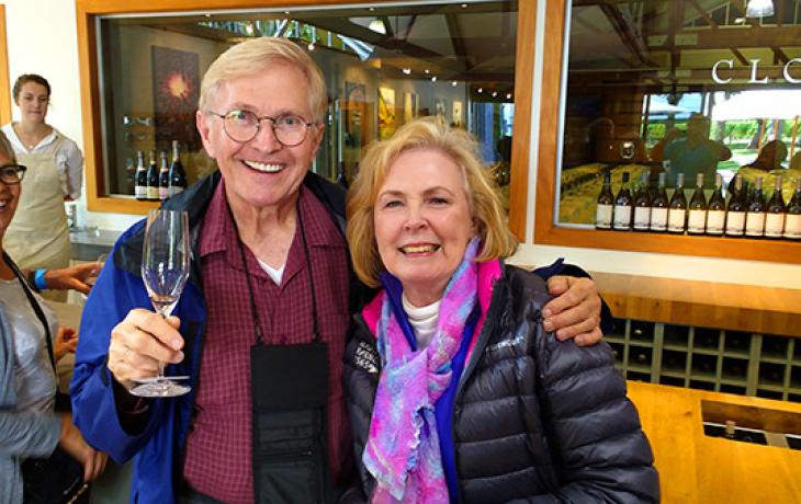 Travellers enjoying wine tasting at Cloudy Bay Winery in Marlborough