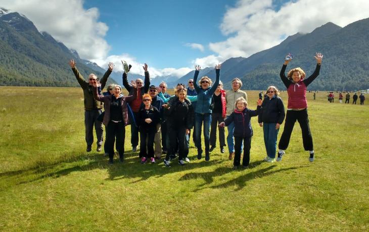 MoaTrek group enjoying the Eglinton Valley vista enroute to Milford Sound