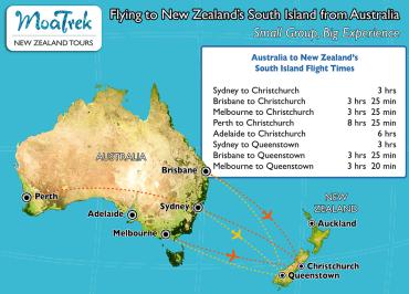 Flight map from Austraila to New Zealand - Getting to NZ