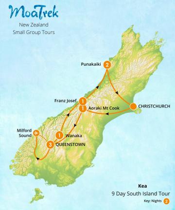 Kea 9 Day South Island Tour