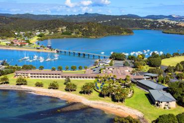 Aerial photo of the Copthorne Bay of Islands - MoaTrek Tour Accommodation