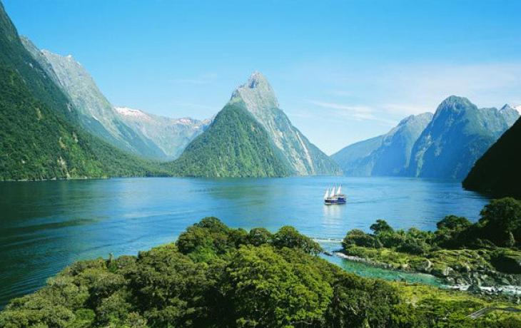 Scenic boat cruise on beautiful Milford Sound