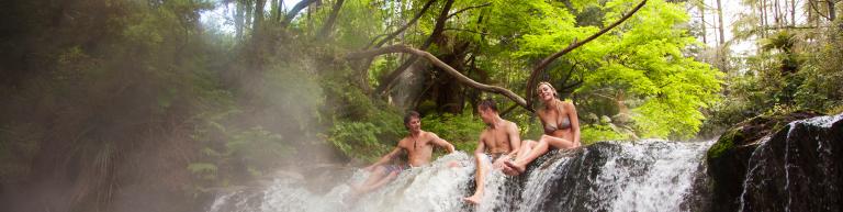 Enjoying the outdoor forest hot springs near Rotorua - Relaxation and Pamering New Zealand