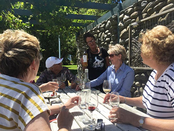 Small group enjoying wine tasting in Marlborough
